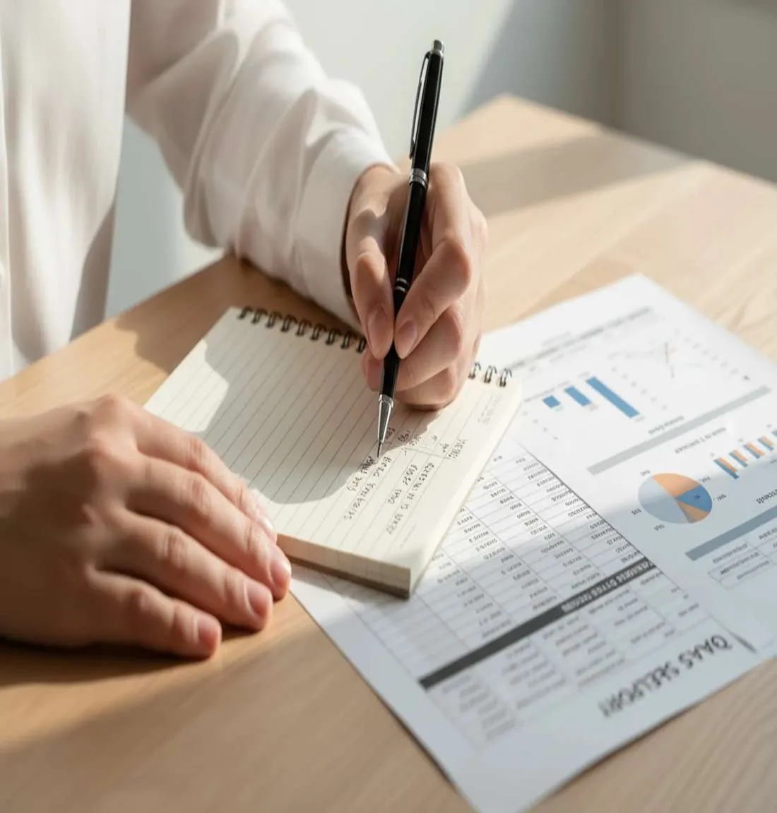 Hands writing detailed betting records and analysis notes in notebook